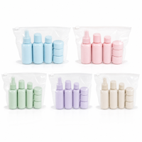 Lot de voyage en gros approuvé par la TSA, en PET, rechargeable, anti-fuite, avec pots cosmétiques scellés réutilisables pour lotions et soins de la peau en vacances