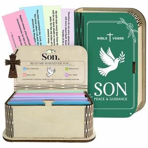 Caja de Tarjetas con Versículos Bíblicos, Caja de Almacenamiento de Versículos Bíblicos de Madera, Organizador Portátil de Inspiración Diaria, Versículos de Oración para Navidad - Product Image 6