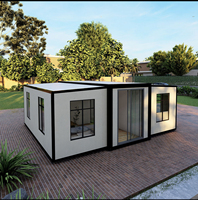 Maison conteneur de luxe extensible, maison modulaire préfabriquée moderne avec conception à double aile pour habitation résidentielle