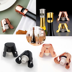 Bouchon de <span class=keywords><strong>bouteille</strong></span> réutilisable en acier inoxydable et silicone de qualité alimentaire / Bouchon de <span class=keywords><strong>bouteille</strong></span> de <span class=keywords><strong>Prosecco</strong></span> étanche (Argent) - Product Image 4