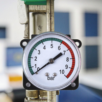 Back Mount Square Pressure Gauge 0-10BAR Manometer ABS Housing Brass Thread 2.0" Dial for Gas Equipment & Air Pump
