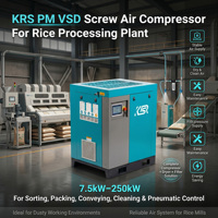 Compresseur d'air à vis KRS PM VSD 7,5 kW-250 kW pour usine de traitement du riz, tri agricole et traitement des céréales, économie d'énergie, CE