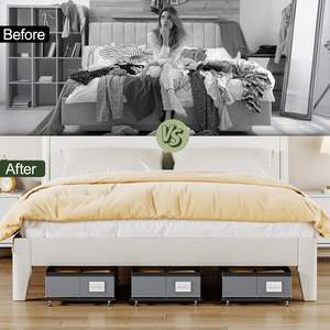 Bacs de rangement sous lit personnalisés avec roulettes, couvercles transparents, organisateur roulant pour vêtements, chaussures, jouets, couvertures - Product Image 2