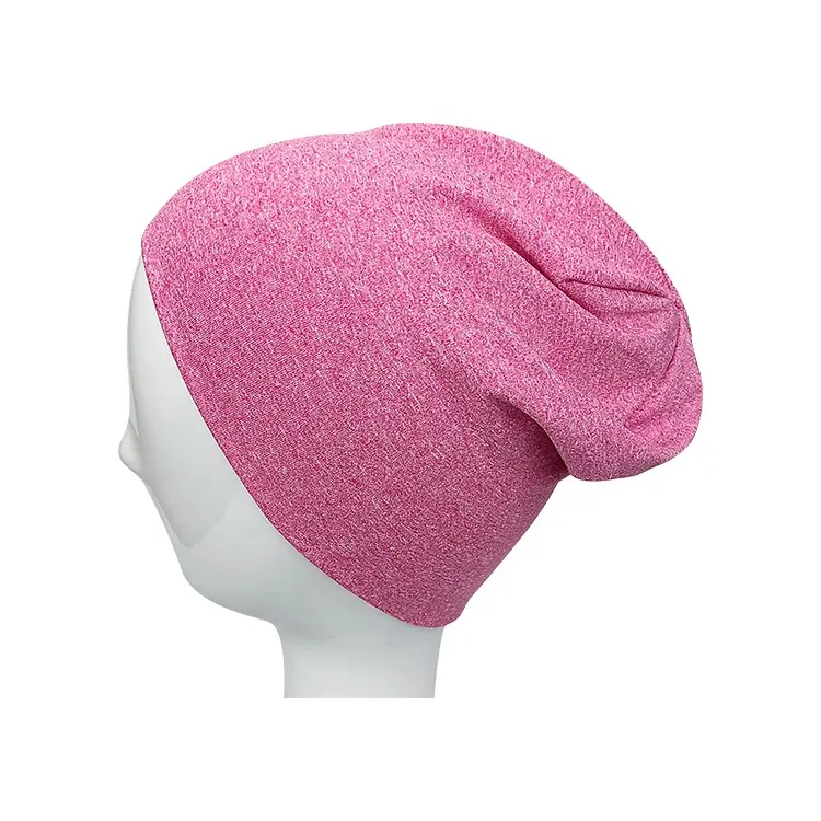 Benutzer definierte Logo Radfahren Frauen Dünne gerippte Stretch Polyester Mütze mit billigen Baggy Spandex Unisex Long Logo Beanie Hüte