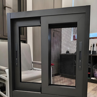 Ventanas Modernas de Aluminio con Persianas Horizontales Deslizantes, Vidrio con Aislamiento Térmico y Mosquitera Magnética para Entrada Exterior de Baño