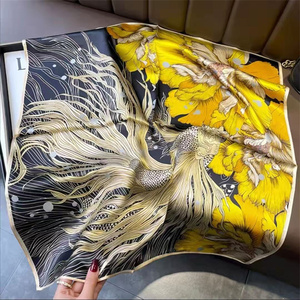 <span class=keywords><strong>Elegante</strong></span> <span class=keywords><strong>Foulard</strong></span> in Seta Beige con Motivi e Bordo <span class=keywords><strong>Nero</strong></span> per Donne, Lussuoso Fazzoletto Quadrato in Raso per Capelli e Collo - Product Image 6