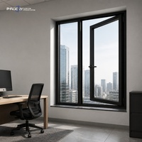 Fenêtre à battant en aluminium sur mesure, hermétique, avec verre trempé et système de drainage au sol pour bâtiments résidentiels
