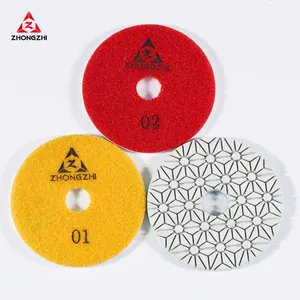Abrasive Tools Customized New Pattern 100mm 3-step Wet And Dry Resin Diamond Polishing Pads For Marble Granite Stone