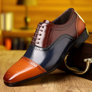 Zapatos Derby de Estilo Británico para Hombre de Alta Calidad, Zapatos de Vestir Formales Casuales de Negocios con Empalmes de Cuero Vintage - Product Image 1
