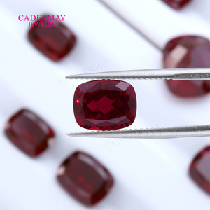 Cadermay Jewelry Cultivated Ruby Loose Stone 9mm Rectangular Dark Red Gemstone for Beading Supplies - Product Image 2