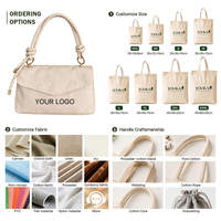 Tas Belanja Kanvas Custom Warna Solid Mini Persegi, Tas Jinjing Retro Reusable dengan Pegangan untuk Retail dan Penggunaan Sehari-hari