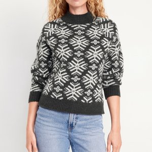 Women's Mock Neck Print Sweaters Knitted <strong>Pullover</strong> <strong>Jumper</strong> Tops - Product Image 5