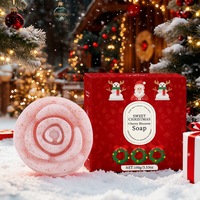 Savon Solide Hydratant et Éclaircissant Thème Noël, Parfum Fleur de Cerisier, à la Niacinamide, Fait Main, pour le Bain et le Visage, Adapté à Tous
