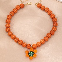 Collier ras du cou bohème pour femme avec perles et pendentifs colorés en pierre naturelle, tournesol, fleur, coquillage, étoile de mer, cœur