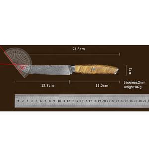 Ensemble de couteaux à steak en acier Damas japonais Aus-10 avec manche en bois d'olivier promotionnel, couteau à steak Damast avec boîte en bois pour cadeaux - Product Image 6