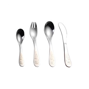 Petits enfants enfant 304 bébé sécurité cuillère et fourchette écologique en acier inoxydable enfants <span class=keywords><strong>couverts</strong></span> - Product Image 1