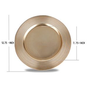 Assiette de mariage en cuivre poli de haute qualité Design rond classique Taille personnalisée Chargeur de nourriture en métal sous l'assiette - Product Image 2