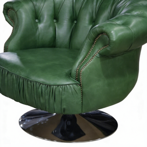 Poltrona Chesterfield Girevole in Vera Pelle Stile American Vintage con Base <span class=keywords><strong>Mate</strong></span> per Ufficio, Camera da Letto di Lusso e Home Office - Product Image 5