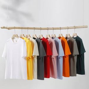 High Quality Men's Casual Loose Pure 100% Cotton T-shirts Soft Sport 7A Antibacterial Solid Color Breathable Men's T-shirts - Product Image 4