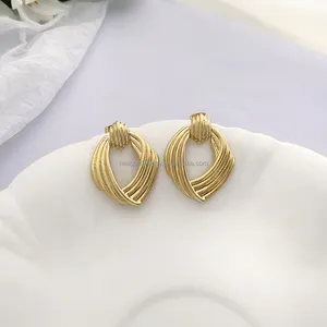 Fashion Jewelry Plain Hoop Brass Earrings Gold Color Plated Brass Earring Hot Sale Brass Jewelry Wholesale Daily Wear
