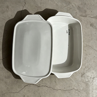Plat de cuisson rectangulaire moderne en grès céramique avec couvercle pour la restauration, en gros