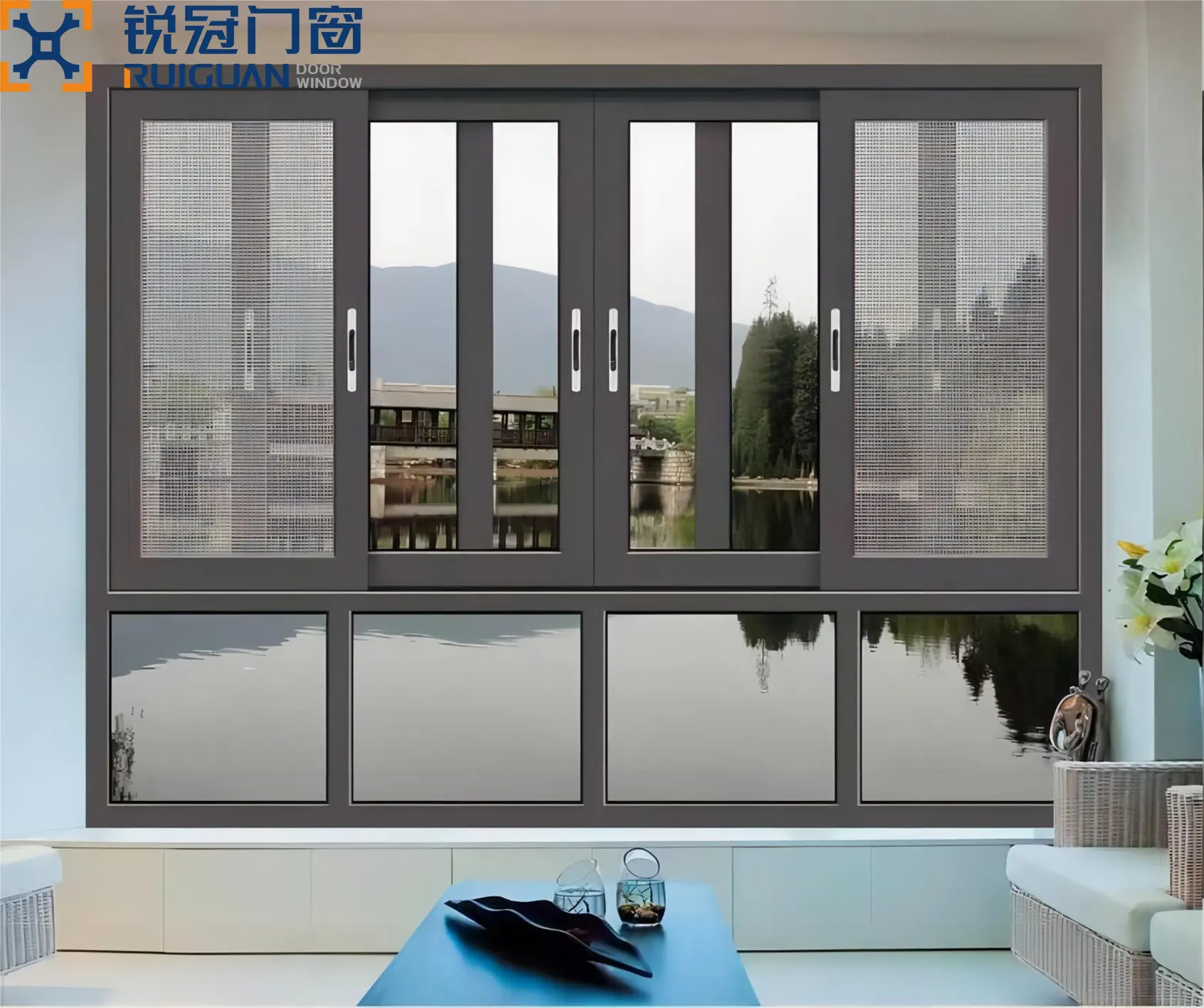 RG93.6 thermal break house Windows Luxury Heat insulation Custom Color Glass Aluminum sliding windows