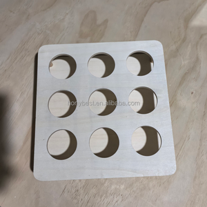 Espositore da Tavolo in <span class=keywords><strong>Legno</strong></span> Naturale a 9 Scomparti, Organizzatore in Compensato per Bottiglie di Olio, Rossetti, Lucidalabbra, Fiere - Product Image 5