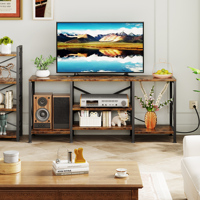 Meuble TV en bois durable avec prises électriques, pour téléviseurs de 60 à 64 pouces, table console avec étagères de rangement, design industriel moderne, mobilier de maison