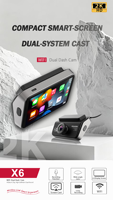 Caméra de tableau de bord double objectif avant/arrière 1080P, enregistreur vidéo Carplay Android Auto, boîte noire, DVR de voiture, écran tactile 4,5 pouces, garantie 1 an