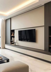 Mueble de TV retráctil de estilo nórdico Simple y moderno, muebles de sala de estar MDF de madera de nogal negro con almacenamiento para uso doméstico - Product Image 3