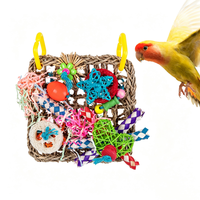 Tapis de Forrage Naturel Non Toxique 18CM, Filet d'Escalade Suspendu pour Oiseaux avec Déchets de Papier Loofah pour Cage à Oiseaux, Jouet à Mâcher pour Perroquet