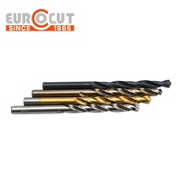 Foret HSS EUROCUT ASME 1/4 pouce, finition ambrée, entièrement affûté, pointes à 135 degrés, pour acier inoxydable