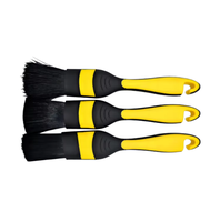Ensemble de 3 outils automobiles, brosse de nettoyage de voiture en poils naturels pour le detailing automobile