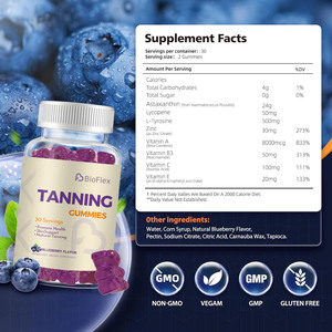 Personnalisé Naturel Saveur de Myrtille Bêta Carotène Lycopène Astaxanthine Peau Auto-Bronzant Glow Gummies Vitamine B3 C Antioxydant - Product Image 6