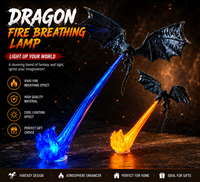Lampe LED Dragon Volant Alimentée par USB, Effet de Flamme, Veilleuse Créative Dragon Fantastique, Décoration de Bureau