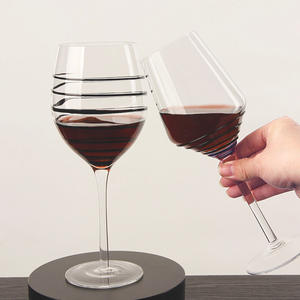 Verre à vin en cristal transparent de qualité supérieure soufflé à la main coupe longue tige mince fil d'argent enroulé verres de Bourgogne pour le vin rouge - Product Image 4