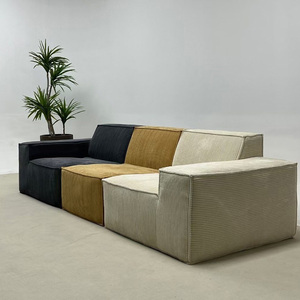Sofá Seccional Moderno de Terciopelo en Forma de L, Modular, de Tres Plazas, Tapizado en Tela, Mueble de Sala de Estar con Diseño de Brazos Rectos - Product Image 2