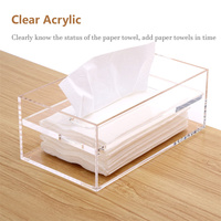 Couvercle de boîte à mouchoirs rectangulaire en acrylique Porte-mouchoirs transparent Distributeur de serviettes Séchoir magnétique facial Boîte à feuilles pour le bureau et la maison