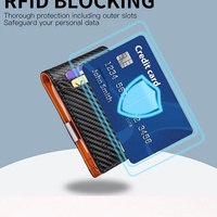 Portefeuille Boshiho 2022 haut de gamme en fibre de carbone noire avec fermeture éclair, anti-RFID, pour cartes de visite, logo personnalisé pour homme