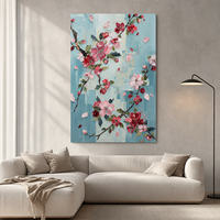 Peinture à l'huile 100% peinte à la main sur toile de coton et lin, 30x45cm, motif floral rose en 3D, texture épaisse impasto, art mural, décoration intérieure