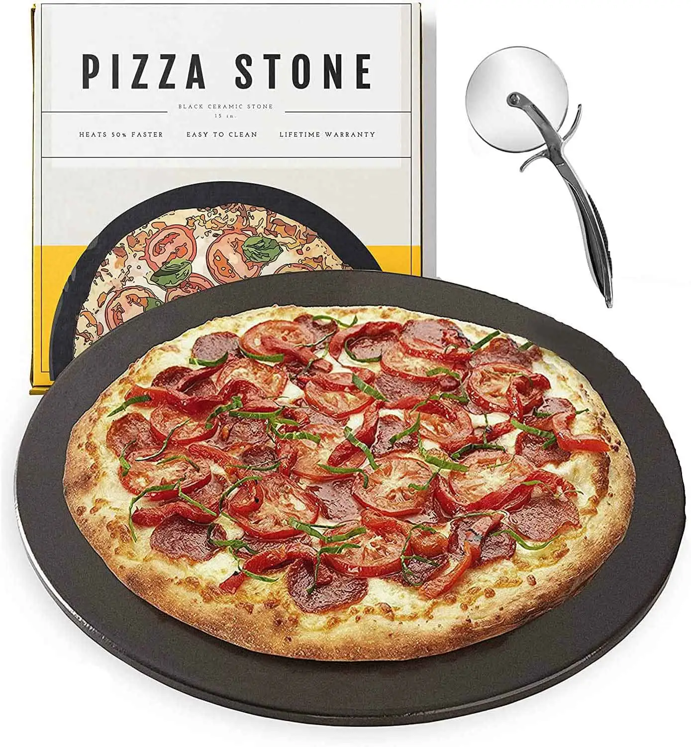 الجملة الأسود جولة البسيطة الرخام السيراميك قردرت صهر شواء البيتزا فرن خبز الحجر قاعدة مجموعة للبيتزا