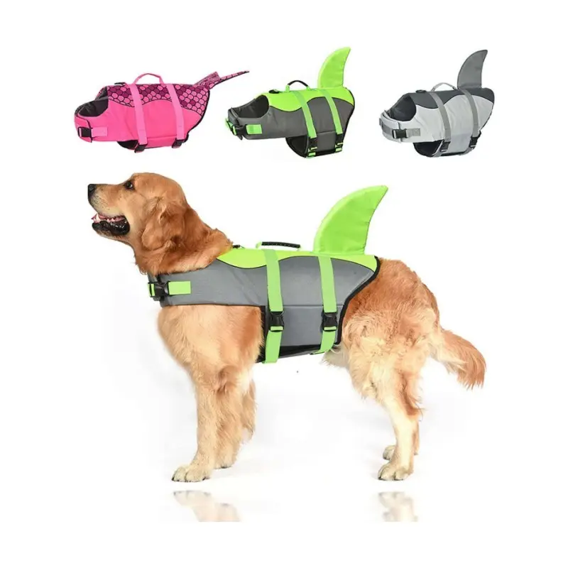Chaleco salvavidas para perro Shark Mermaid Ripstop, chaleco de natación ajustable para mascotas, flotación con asa de rescate, traje de baño