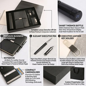 Set <span class=keywords><strong>Regalo</strong></span> 6 in 1 Personalizzato: Taccuino con Penna, Portachiavi, Bottiglia d'Acqua, USB e Porta Carte per Regali Aziendali - Product Image 2