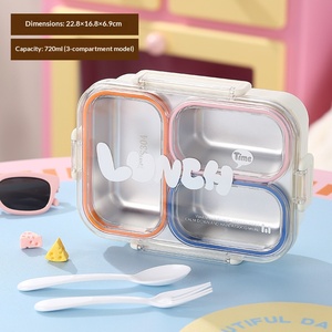 Boîte à lunch compartimentée en acier inoxydable 304 de qualité alimentaire avec couvercle, boîte à lunch pour étudiants scellée pour éviter la contamination croisée - Product Image 3