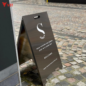 Vst Tùy Chỉnh Thép Không Gỉ Một Khung Dấu Hiệu Thương Mại Hai Mặt Ngoài Trời Sàn Đứng Quảng Cáo Kim Loại Bảng Hiệu - Product Image 3