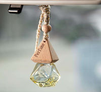 Diffuseur de voiture suspendu en verre avec logo personnalisé OEM, 8 ml, diamant coloré, bouchon en bois, flacon de parfum, désodorisant d'air aux huiles essentielles