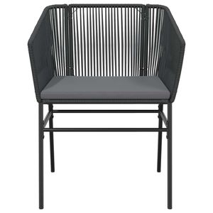Ensemble de salle à manger de jardin en rotin noir 4 places, mobilier d'extérieur contemporain, structure métallique résistante aux intempéries - Product Image 5