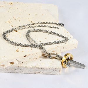 Kalung salib dari baja tahan karat liontin emas untuk pria dan wanita perhiasan kalung kepribadian Cross Street hadiah ulang tahun harian - Product Image 4