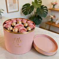 Cajas de Embalaje Redondas Modernas de Cartón Reciclable al por Mayor para Flores con Tapa, Embalaje Personalizable con Laminación Mate