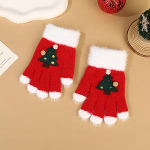 도매 어린이 만화 크리스마스 자카드 나일론 방한 손가락 분리 겨울 야외 장갑 6-10y - Product Image 6